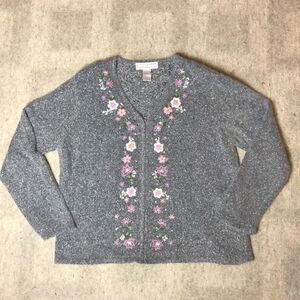 Vintage 1980’s Dress Barn Cottagecore Zip-Up Cardigan | Large